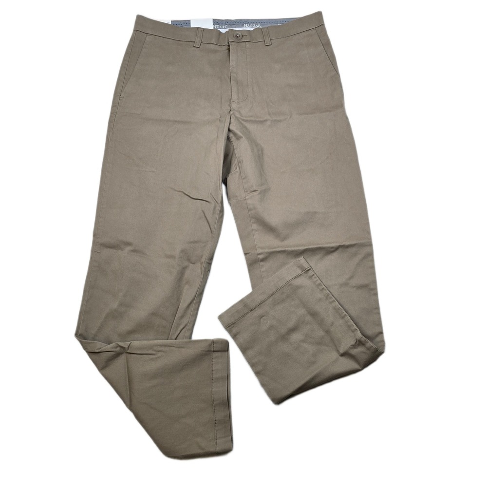 Haggar Premium Soft Chino Pants‎ Men's 33x30 Khaki Straight Fit NEW
